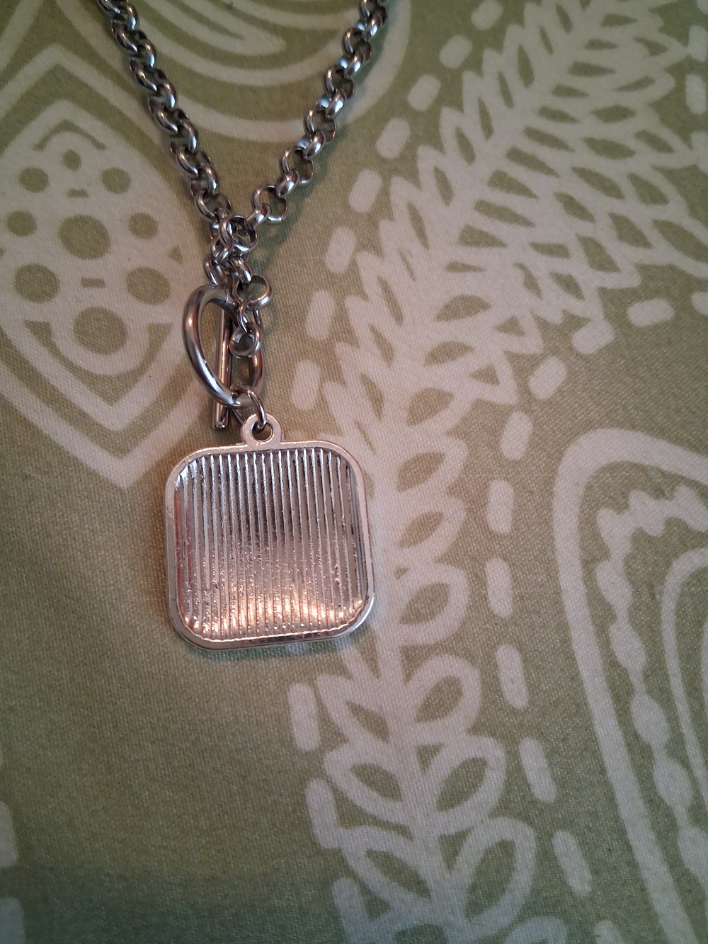 Silver Chain Necklace with Black LV Pendant Sell As It Is - Picture 2 of 3
